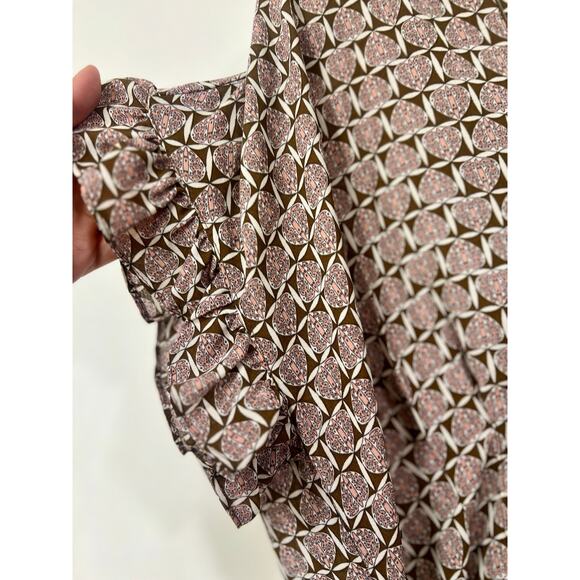 Max Studio Women's Blouse V Neck Ruffle Sleeve Tie Waist Business Casual Medium - Picture 3 of 7